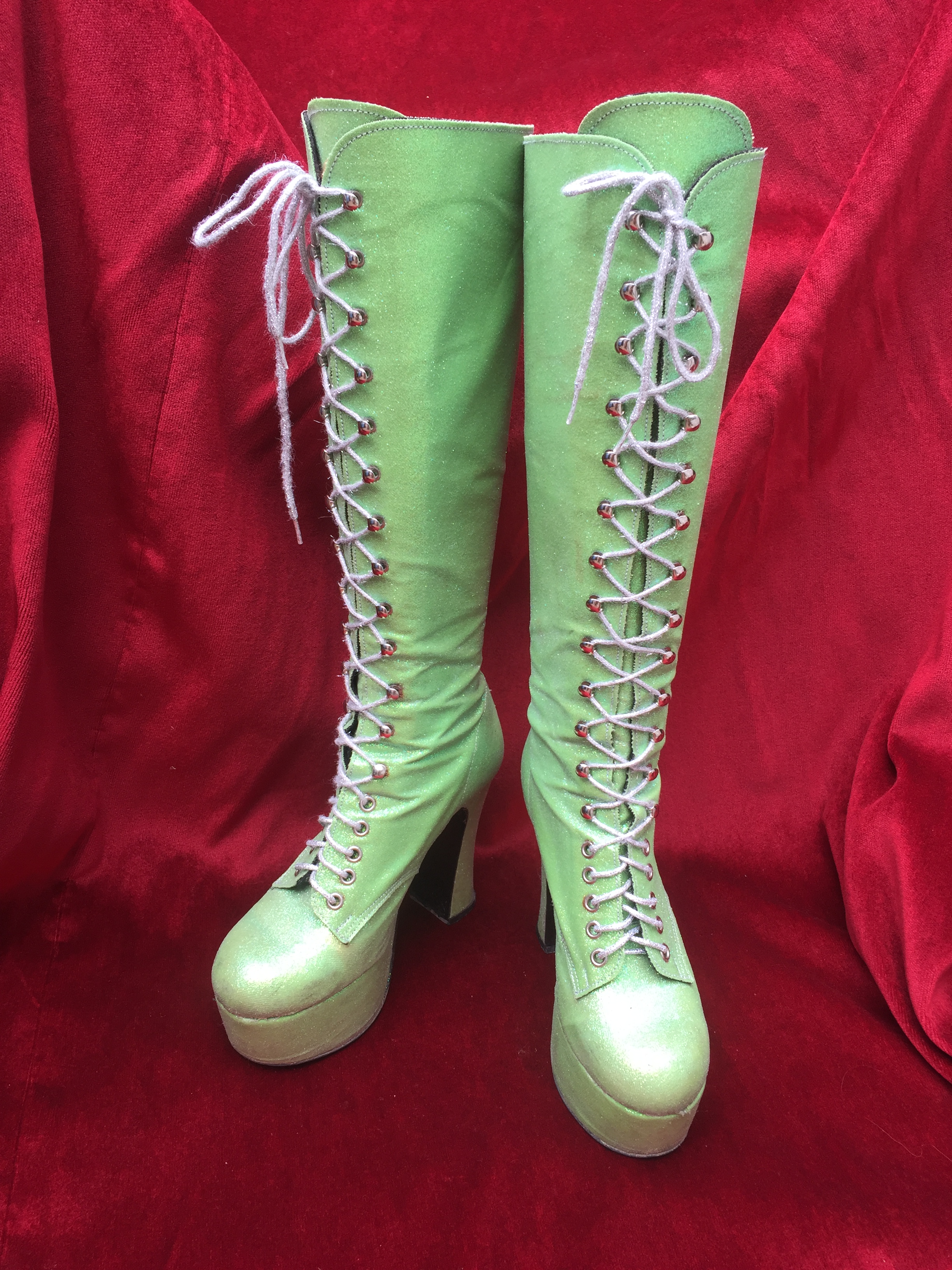 green sequin boots