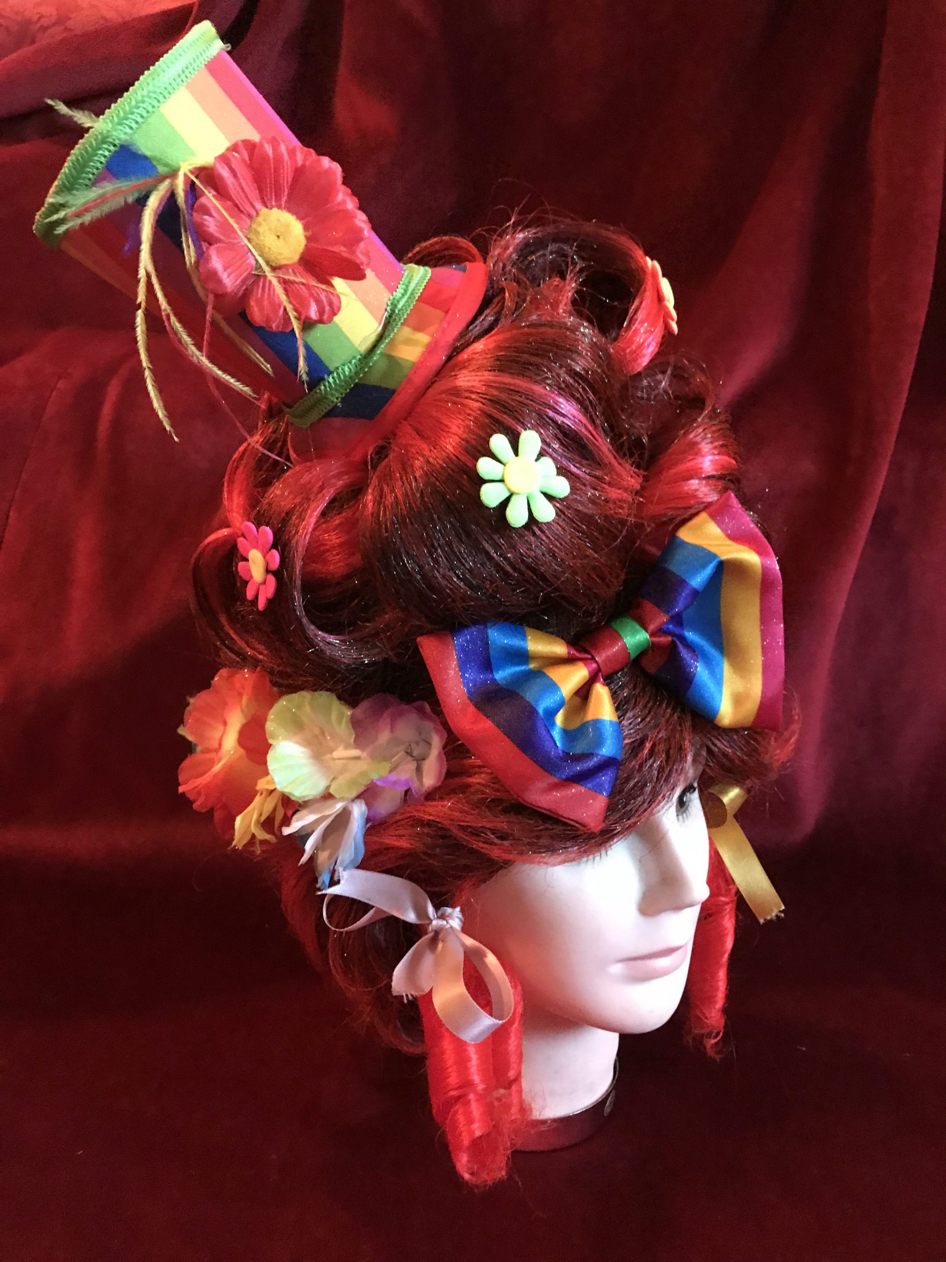 Masquerade Red High Pantomime Dame Wig For Hire Pantomime Dames Stage