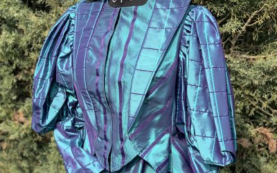 Ladies turquoise striped Edwardian day suit