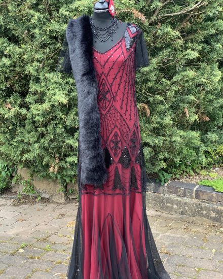Black & red long great Gatsby dress