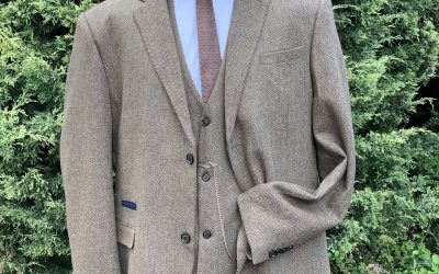 Buff herringbone tweed peaky blinder suit