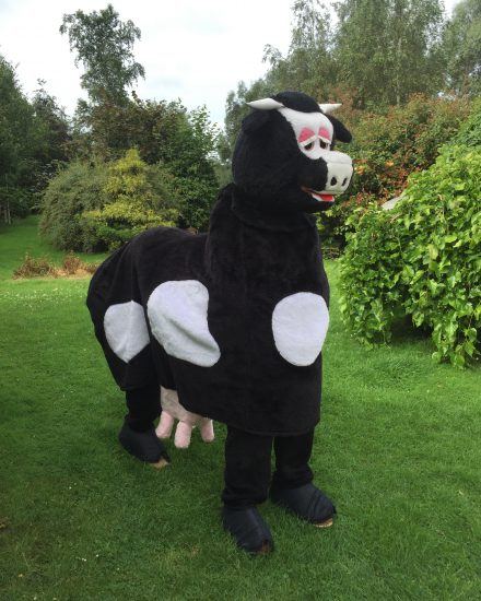 Black & White 2 Man Cow Costume For Hire. Pantomime Cow Costumes