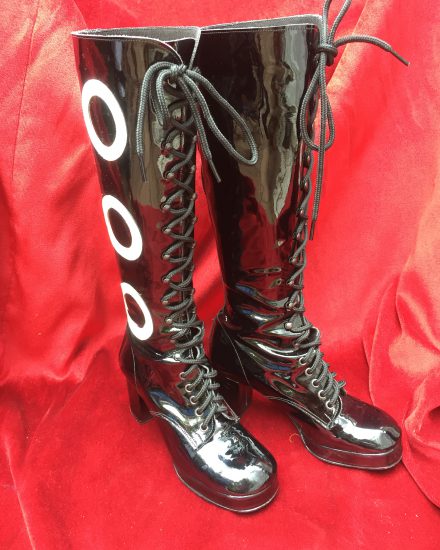 Ladies Black 1960’s GoGo Boots For Hire. 1960’s Knee High Boots
