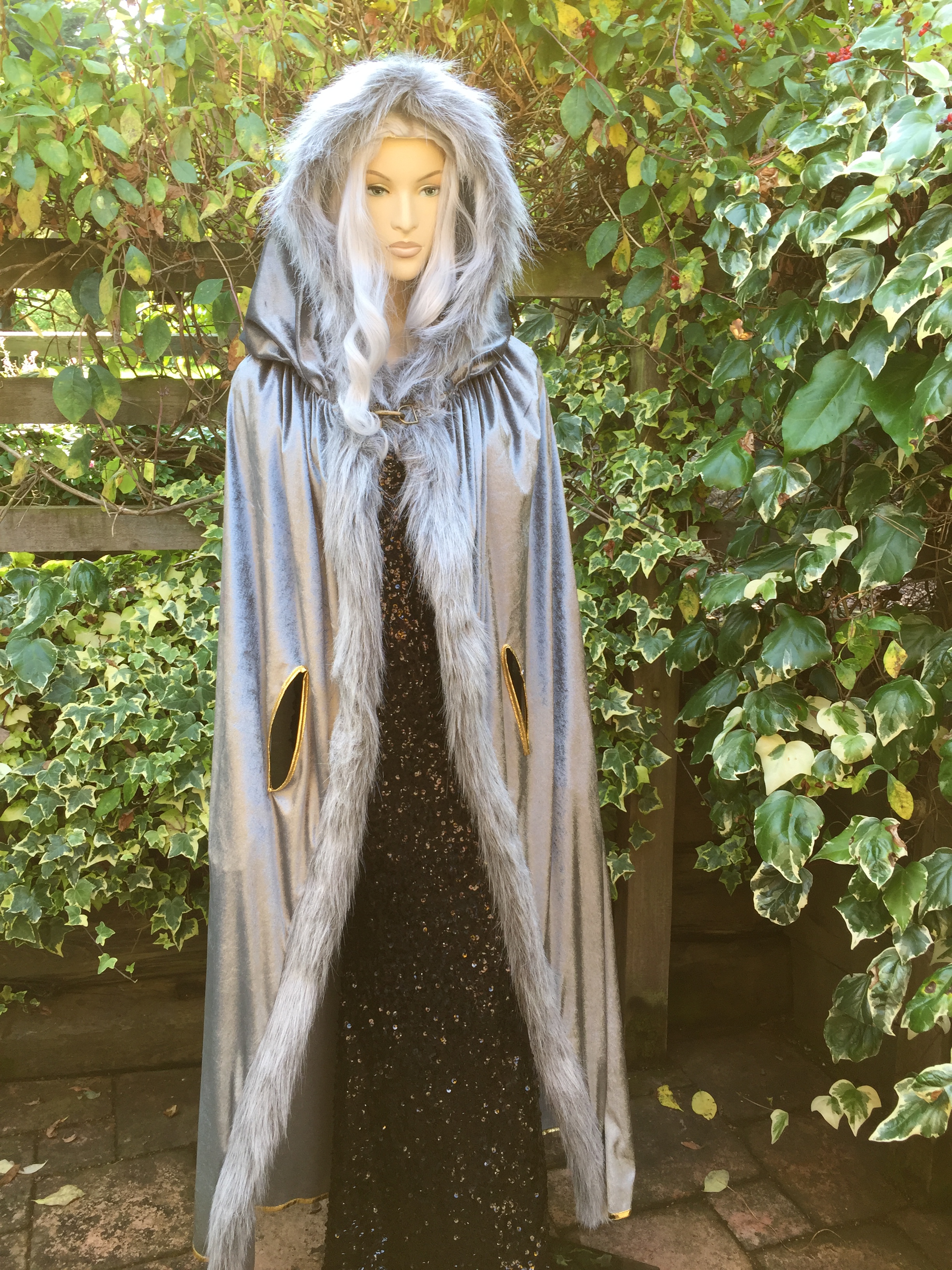 fur lined hooded cape