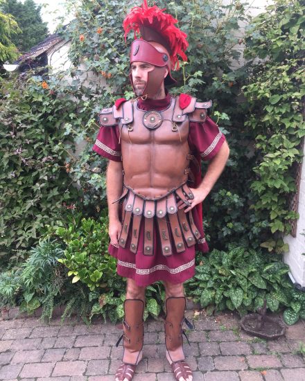 Masquerade Mens Brown Leather Gladiator Costume To Hire. Gladiator ...