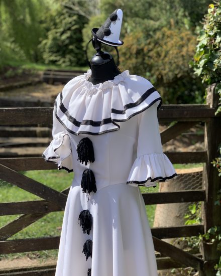 Ladies Pierrot Clown Costume For Hire. Circus Theme Fancy Dress