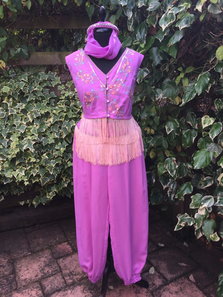 Ladies Lilac Arabian Costume For Hire. Ladies Belly Dancer Fancy Dress