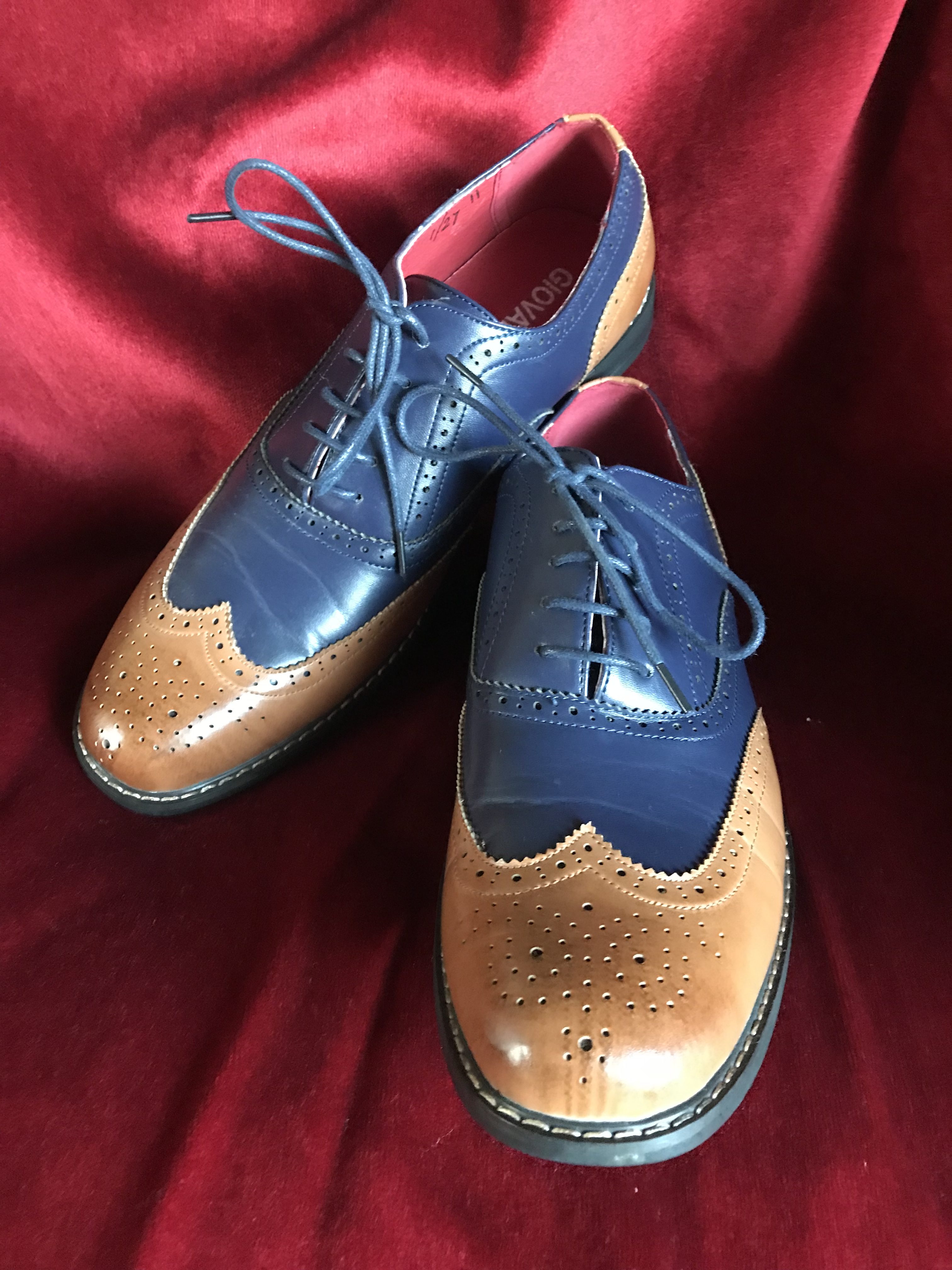 Masquerade Blue & Tan Brogue Shoes - Masquerade