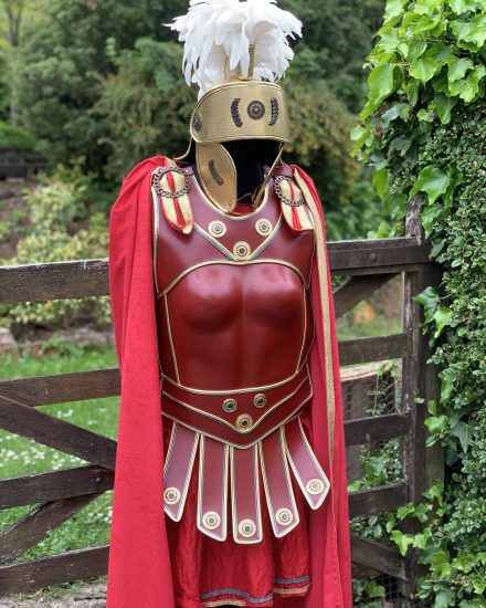 Ladies red leather armour